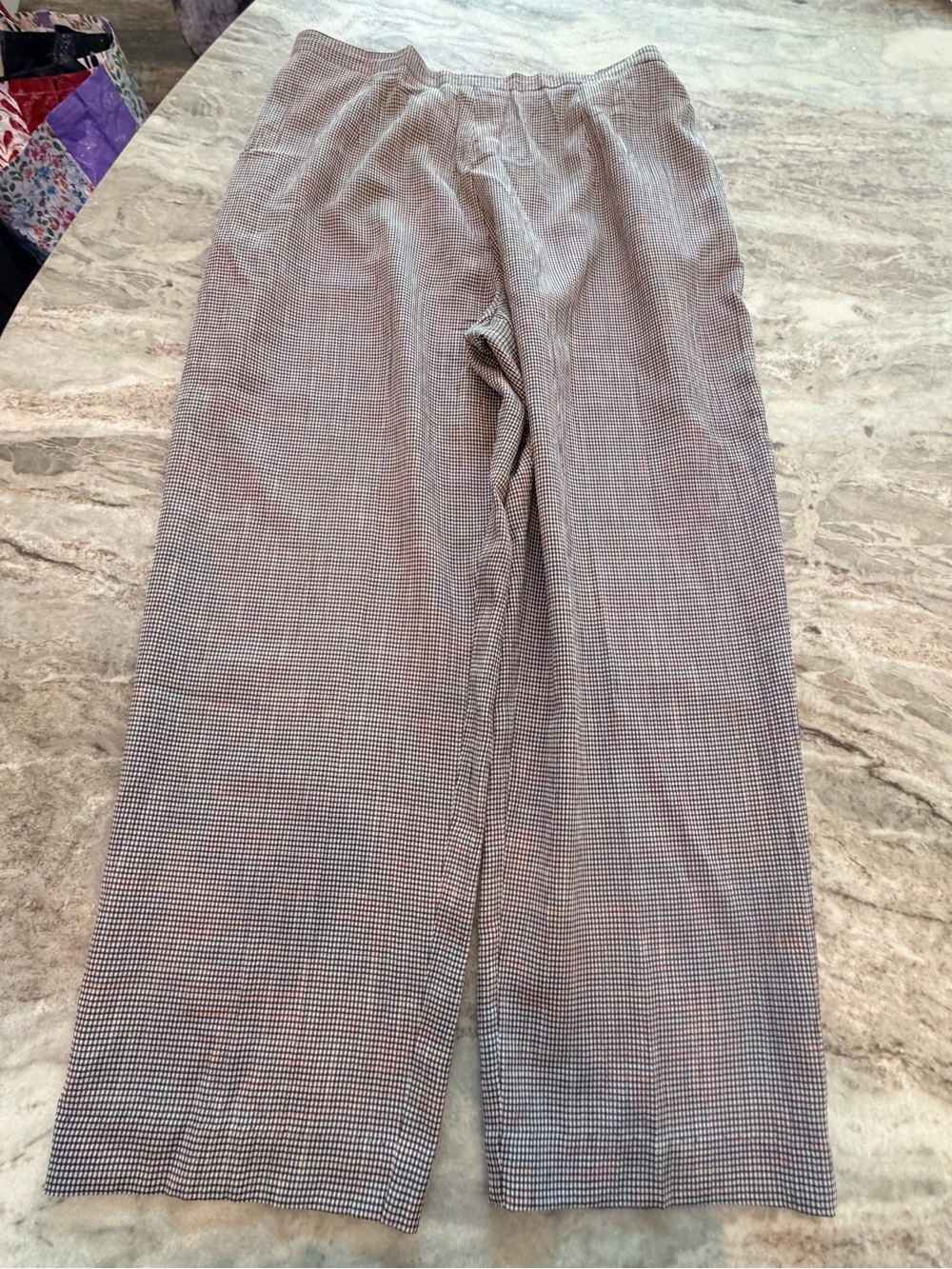 Sag Harbor Petite Large Black White Check Wide Leg Pull On Pants Career Casual